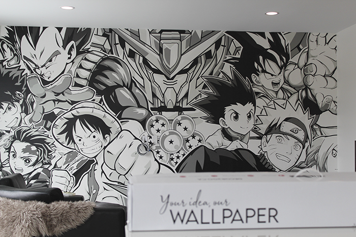 anime wallpaper installed on the wall