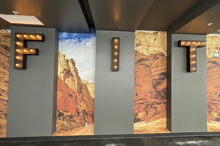 mountain wallpaper in gym area