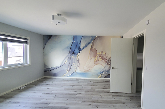 abstract marble wallpaper on the wall of empty living room